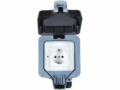 Luminea Home Control WLAN Outdoor Steckdose:2er-Set Outdoor-WLAN-Aufputzsteckdosen, Sprachsteuerung, Messung, App -Haushalt Verkäufe zx5267 0