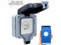 Luminea Home Control WLAN Outdoor Steckdose:2er-Set Outdoor-WLAN-Aufputzsteckdosen, Sprachsteuerung, Messung, App -Haushalt Verkäufe zx5267 15