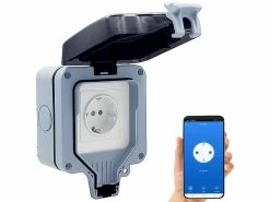 Luminea Home Control WLAN Outdoor Steckdose:2er-Set Outdoor-WLAN-Aufputzsteckdosen, Sprachsteuerung, Messung, App -Haushalt Verkäufe zx5267 7