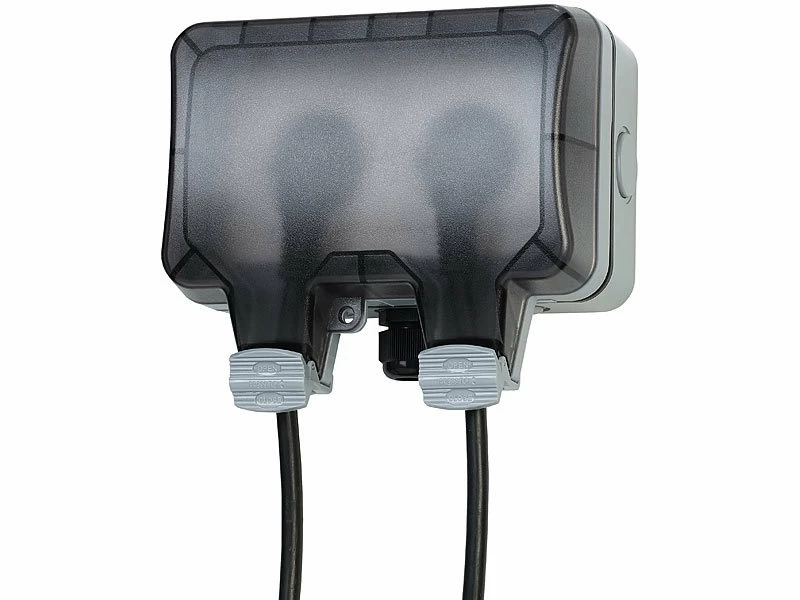 Luminea Home Control WLAN Steckdose:Outdoor-WLAN-Aufputz-Doppelsteckdose, Sprachbefehl, Strommessung, App 7 Luminea Home Control WLAN Steckdose:Outdoor-WLAN-Aufputz-Doppelsteckdose, Sprachbefehl, Strommessung, App – Bild 7