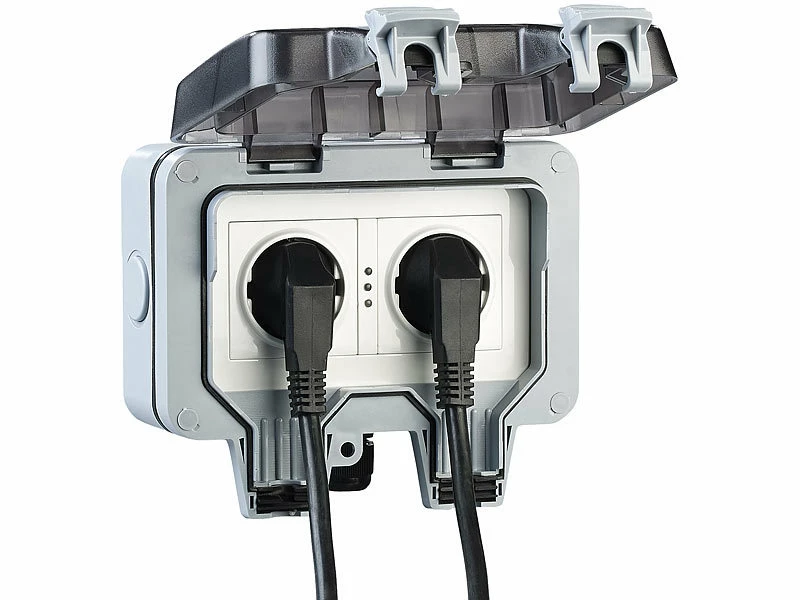 Luminea Home Control WLAN Steckdose:Outdoor-WLAN-Aufputz-Doppelsteckdose, Sprachbefehl, Strommessung, App 10 Luminea Home Control WLAN Steckdose:Outdoor-WLAN-Aufputz-Doppelsteckdose, Sprachbefehl, Strommessung, App – Bild 10