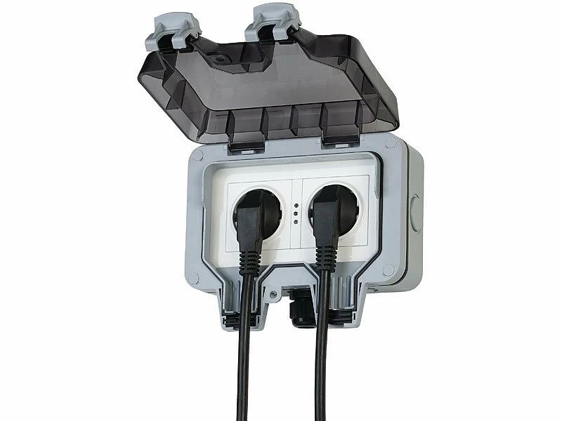 Luminea Home Control WLAN Steckdose:Outdoor-WLAN-Aufputz-Doppelsteckdose, Sprachbefehl, Strommessung, App 6 Luminea Home Control WLAN Steckdose:Outdoor-WLAN-Aufputz-Doppelsteckdose, Sprachbefehl, Strommessung, App – Bild 6