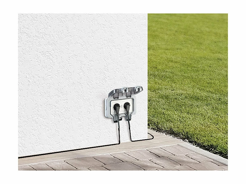 Luminea Home Control WLAN Steckdose:Outdoor-WLAN-Aufputz-Doppelsteckdose, Sprachbefehl, Strommessung, App 4 Luminea Home Control WLAN Steckdose:Outdoor-WLAN-Aufputz-Doppelsteckdose, Sprachbefehl, Strommessung, App – Bild 4