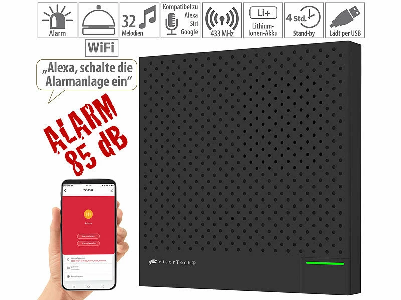 VisorTech Alarmanlage Drahtlos:13-teiliges Funk-Alarmanlagen-Set: 11 Sensoren, SOS-Taster, WLAN, App 20 VisorTech Alarmanlage Drahtlos:13-teiliges Funk-Alarmanlagen-Set: 11 Sensoren, SOS-Taster, WLAN, App – Bild 20