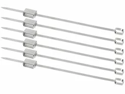 Rosenstein & Söhne Spieße Zum Grillen:6er-Set XXL-Edelstahl-Grillspieße Mit Schiebemechanismus, Je 34 Cm -Haushalt Verkäufe zx6026 5