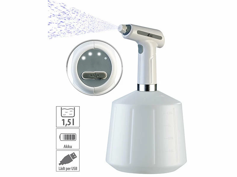 AGT Sprüher:Akku-Pump-Drucksprüher Mit Einstell-Düse, 1,5 Liter, Lösungsmittelfest 1 AGT Sprüher:Akku-Pump-Drucksprüher Mit Einstell-Düse, 1,5 Liter, Lösungsmittelfest