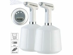 AGT Akku Sprühflasche:2er-Set Akku-Pump-Drucksprüher Mit Einstell-Düse, Je 1,5 Liter