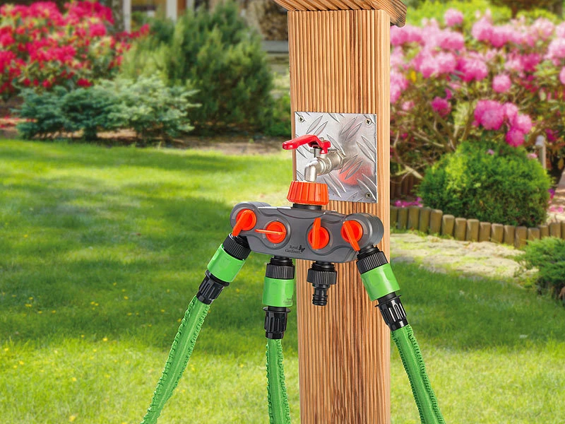 Royal Gardineer Schlauchverteiler:Regulierbarer 4-fach-Garten-Wasserverteiler Mit Metall-Anschluss 2 Royal Gardineer Schlauchverteiler:Regulierbarer 4-fach-Garten-Wasserverteiler Mit Metall-Anschluss – Bild 2