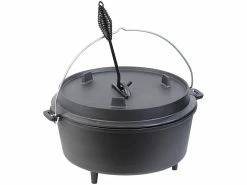 Rosenstein & Söhne Feuertopf:Dutch Oven Aus Gusseisen Mit Standfüßen, 2in1-Deckel & -Pfanne, 12 L -Haushalt Verkäufe zx7060 0
