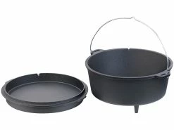 Rosenstein & Söhne Feuertopf:Dutch Oven Aus Gusseisen Mit Standfüßen, 2in1-Deckel & -Pfanne, 12 L -Haushalt Verkäufe zx7060 2