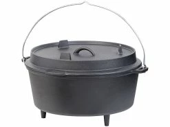 Rosenstein & Söhne Feuertopf:Dutch Oven Aus Gusseisen Mit Standfüßen, 2in1-Deckel & -Pfanne, 12 L -Haushalt Verkäufe zx7060 4