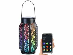 Lunartec Solartischleuchten:Smarte Solar-Laterne Aus Metall Mit RGB-CCT-LEDs, App, Bluetooth, IP44 -Haushalt Verkäufe zx7153 14
