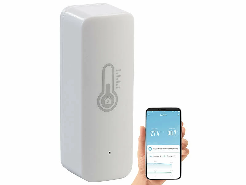 Luminea Home Control Temperatur Datenlogger:4er-Set ZigBee-Temperatur- & Luftfeuchtigkeits-Sensoren Mit App 11 Luminea Home Control Temperatur Datenlogger:4er-Set ZigBee-Temperatur- & Luftfeuchtigkeits-Sensoren Mit App – Bild 11