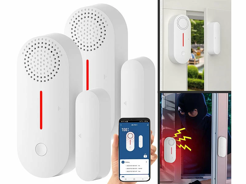 VisorTech Alarmanlage Türkontakt:2er-Set WLAN-Tür- & Fensteralarme Mit Sirene, App Und Sprachsteuerung 2 VisorTech Alarmanlage Türkontakt:2er-Set WLAN-Tür- & Fensteralarme Mit Sirene, App Und Sprachsteuerung – Bild 2
