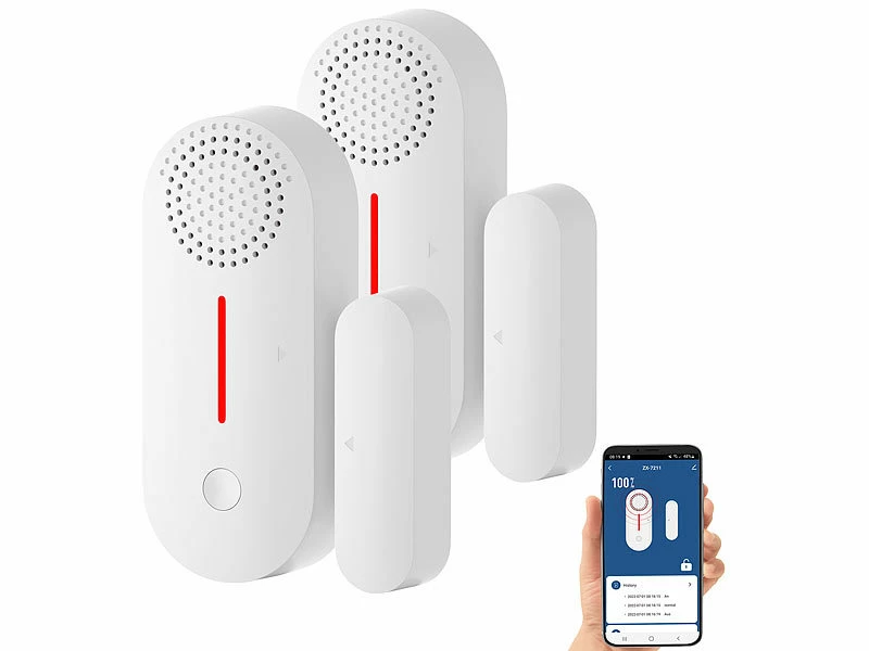 VisorTech Alarmanlage Türkontakt:2er-Set WLAN-Tür- & Fensteralarme Mit Sirene, App Und Sprachsteuerung 3 VisorTech Alarmanlage Türkontakt:2er-Set WLAN-Tür- & Fensteralarme Mit Sirene, App Und Sprachsteuerung – Bild 3