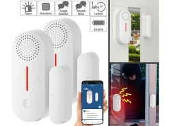 VisorTech Alarmanlage Türkontakt:2er-Set WLAN-Tür- & Fensteralarme Mit Sirene, App Und Sprachsteuerung
