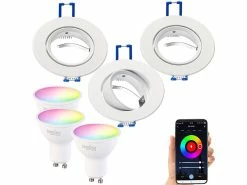 Luminea Einbaulampen-Rahmen:3er-Set Alu-Einbaustrahler-Rahmen, Weiß, Inkl. WLAN-LED-Spots -Haushalt Verkäufe zx7299 12