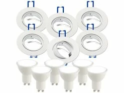 Luminea GU10 Leuchtmittel LED:6er-Set Alu-Einbaustrahler-Rahmen, Weiß, Inklusive LED-Spots -Haushalt Verkäufe zx7301 12
