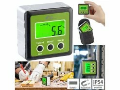 AGT Professional Neigungsmesser:Digitaler Winkelmesser, Beleuchtetes LCD-Display, Alu, IP54, 0-360°