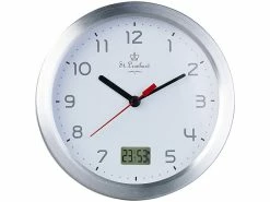 St. Leonhard Funk-Badezimmeruhr:Badezimmer-Funk-Wanduhr Mit Thermo- Und Hygrometer, Alu-Rahmen, Weiß -Haushalt Verkäufe zx7343 3