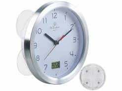 St. Leonhard Funk-Badezimmeruhr:Badezimmer-Funk-Wanduhr Mit Thermo- Und Hygrometer, Alu-Rahmen, Weiß -Haushalt Verkäufe zx7343 5