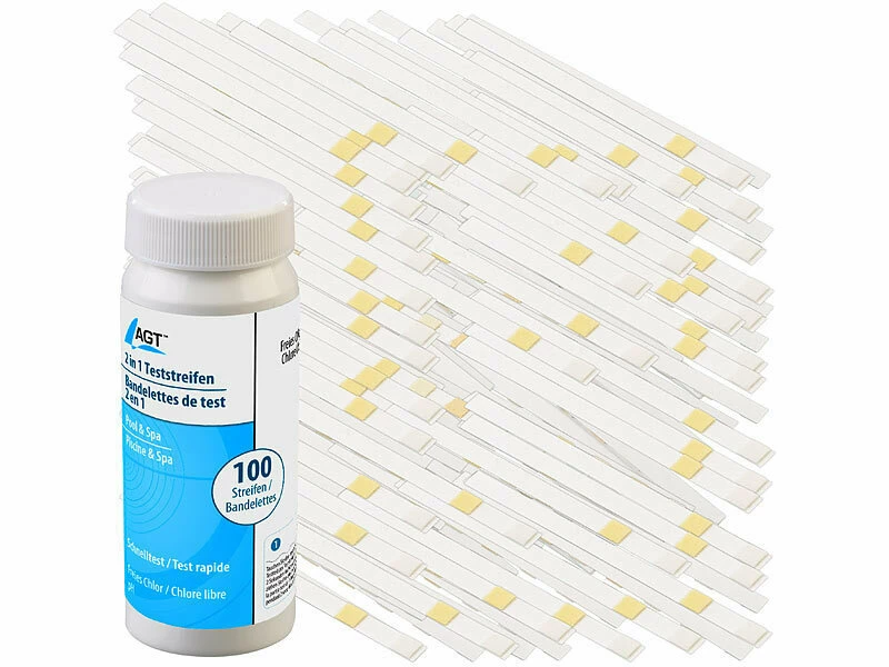 AGT Indikatorpapiere Pool:100er-Set 2in1-Wasser-Teststreifen Für PH-Wert Und Freies Chlor / Brom 1 AGT Indikatorpapiere Pool:100er-Set 2in1-Wasser-Teststreifen Für PH-Wert Und Freies Chlor / Brom