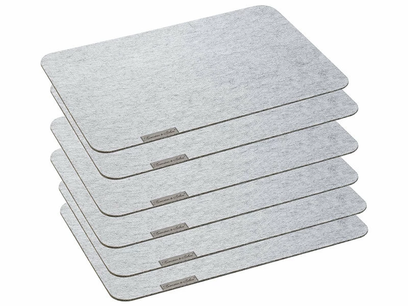 Rosenstein & Söhne Untersetzer:12er-Set Abwaschbare Filz-Tischmatten, Hellgrau, 45 X 30 Cm X 1 Rosenstein & Söhne Untersetzer:12er-Set Abwaschbare Filz-Tischmatten, Hellgrau, 45 X 30 Cm X
