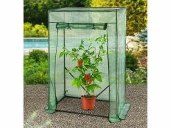 Royal Gardineer Tomatengewächshaus:Tomaten-Folien-Gewächshaus, Aufrollbare Tür, 100 X 50 X 150 Cm, Grün