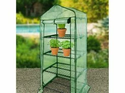 Royal Gardineer Gewächshaus-Folienzelte:2er-Set Folien-Gewächshäuser, 3 Etagen, Aufroll-Tür, 59x126x39cm, Grün -Haushalt Verkäufe zx8098 1