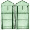 Royal Gardineer Gewächshaus-Folienzelte:2er-Set Folien-Gewächshäuser, 3 Etagen, Aufroll-Tür, 59x126x39cm, Grün