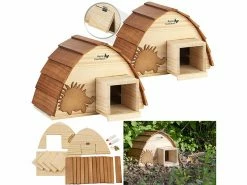 Royal Gardineer Igelhaus Baukasten:2er-Set Wetterfeste Igelhäuser Mit Schindeldach Aus Echtholz, Bausatz