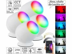 Luminea Home Control LED Light Bars:4er-Set WLAN-Stimmungsleuchten, RGB-CCT-LEDs, 210 Lm, 2,2 W, USB, Weiß