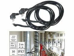 Royal Gardineer Rohrbegleitheizung:2er-Set Frostschutzkabel Mit Thermostat, 2 M Heizkabel, 30 Watt, IPX7