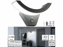 Lunartec LED Bewegungsmelder:LED-Außenleuchte Mit PIR-Bewegungssensor, 1.100 Lm, 15 W, IP54