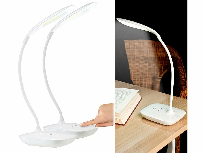 PEARL Akku Tischleuchte:2er-Set Schwanenhals-Schreibtischleuchten, 3-Watt-COB-LED & Akku, USB 2 PEARL Akku Tischleuchte:2er-Set Schwanenhals-Schreibtischleuchten, 3-Watt-COB-LED & Akku, USB – Bild 2