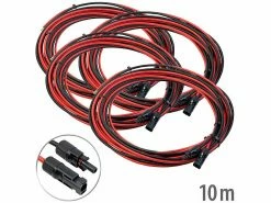 Revolt Photovoltaikmodul Kabel:4er-Set Solarmodul-Verbindungskabel, 4 Mm² Leitungsquerschnitt, 10 M